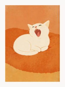 Lazy Cat Yawning - 13cm×18cm