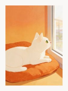 Leisurely Cat by the Window - 13cm×18cm