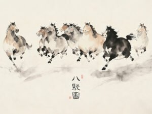 Eight Steeds Painting - 13cm×18cm