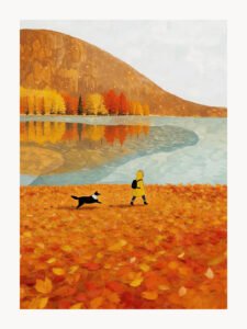 Strolling by the Autumn Lake - 13cm×18cm
