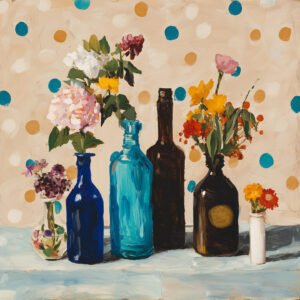Polka Dot Floral Still Life - 50cm×50cm