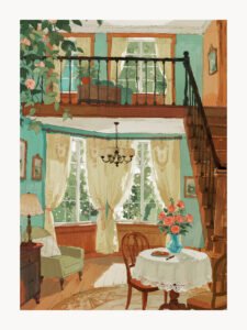 French Living Room in Sunlight - 13cm×18cm