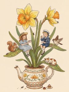 Spring Party in the Teapot - 13cm×18cm