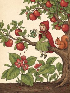 Little Red Riding Hood in the Apple Tree - 13cm×18cm