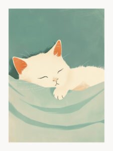 Sleepy Kitten in Bed - 13cm×18cm