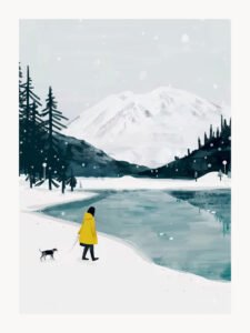 Winter Lake Stroll - 13cm×18cm