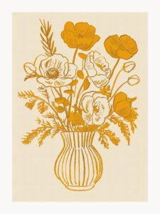 Golden-orange Floral Whispers - 13cm×18cm