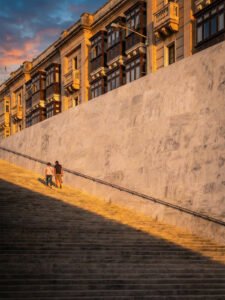 Valletta Stairs at Dusk - 13cm×18cm