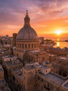 Valletta Dome Church at Sunset - 13cm×18cm