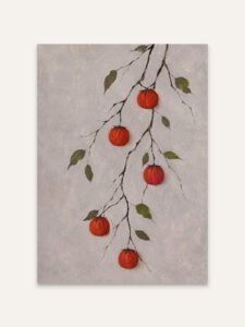 Persimmons on the Branch - 13cm×18cm