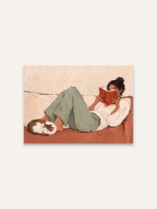 Reading with a Cat - 13cm×18cm