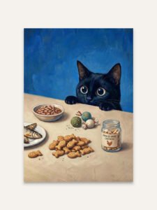 Greedy Cat’s Snack Feast - 13cm×18cm
